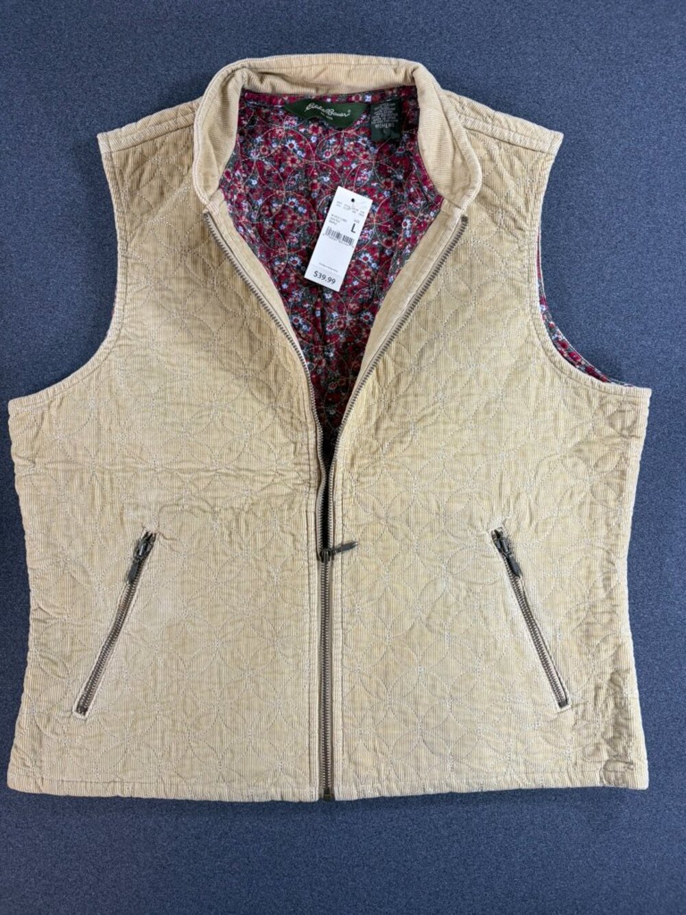 Vintage Vest Eddie Bauer Corduroy Women Size Large Cottagecore NWT